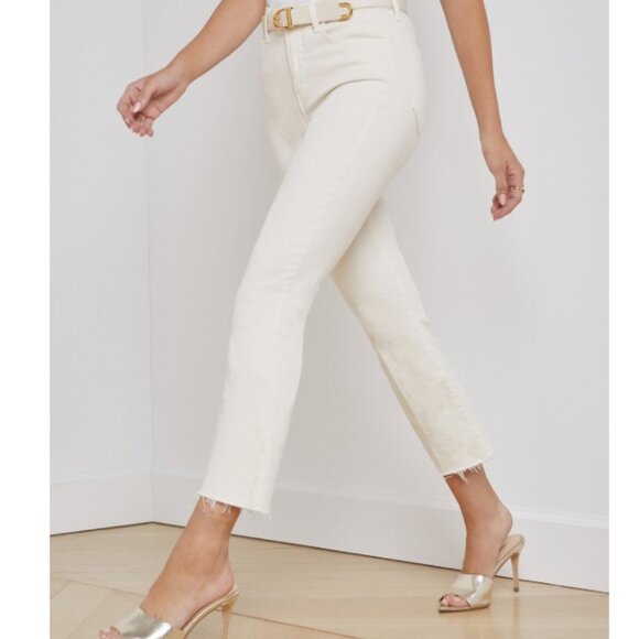 L'AGENCE Kendra Cropped Flare Jean In Vintage White, 29 - Picture 3 of 5